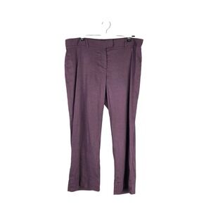 Theory Womens Size 4 Purple Linen Blend Cropped Dress Pants Straight Leg‎ Career
